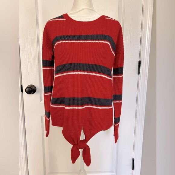 Pink Republic Women’s Red White & Blue Striped Lightweight Sweater Size Medium - Picture 1 of 10